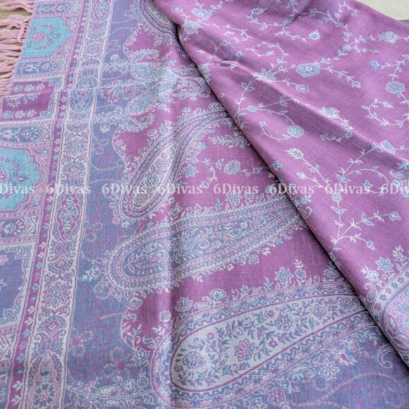 Large Oversize Wrap Around Light Pink Woolen Shawl - Picture 6 of 9